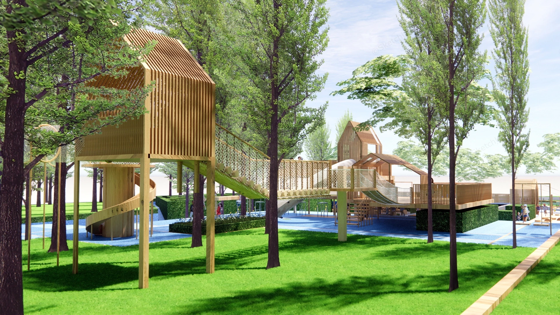 Large Community Park With Experiential Playground sketchup model preview - SketchupBox