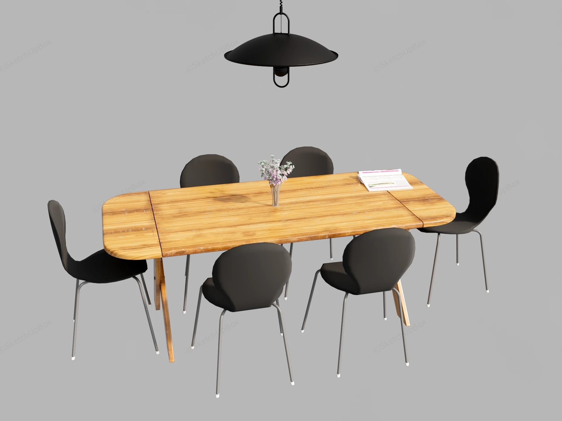 Modern Scandinavian Style Dining Room Set sketchup model preview - SketchupBox
