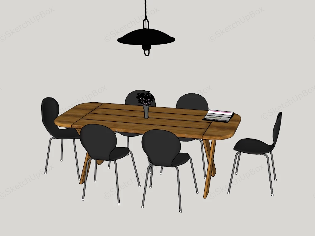 Modern Scandinavian Style Dining Room Set sketchup model preview - SketchupBox