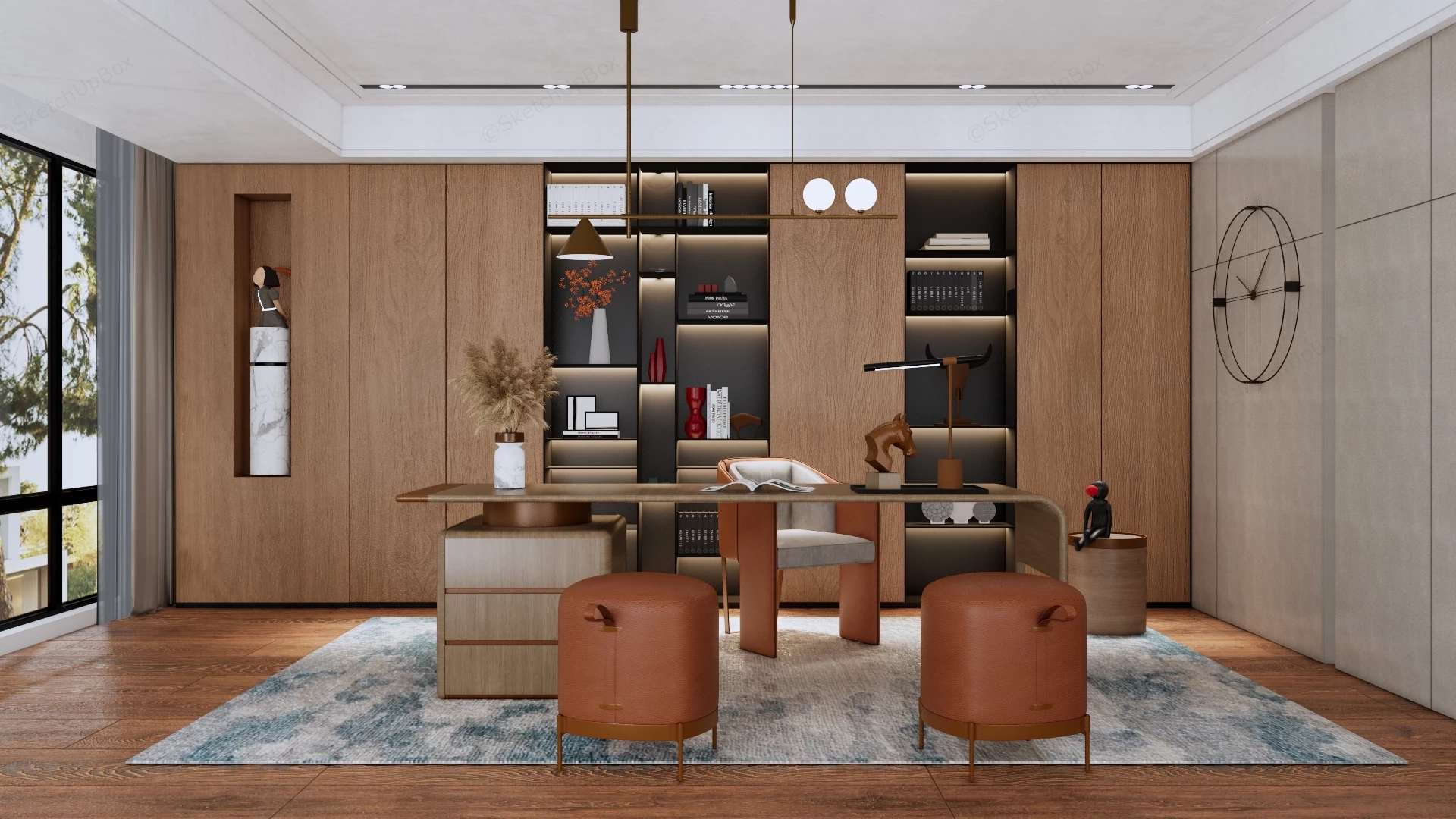 Luxurious Executive Home Office sketchup model preview - SketchupBox