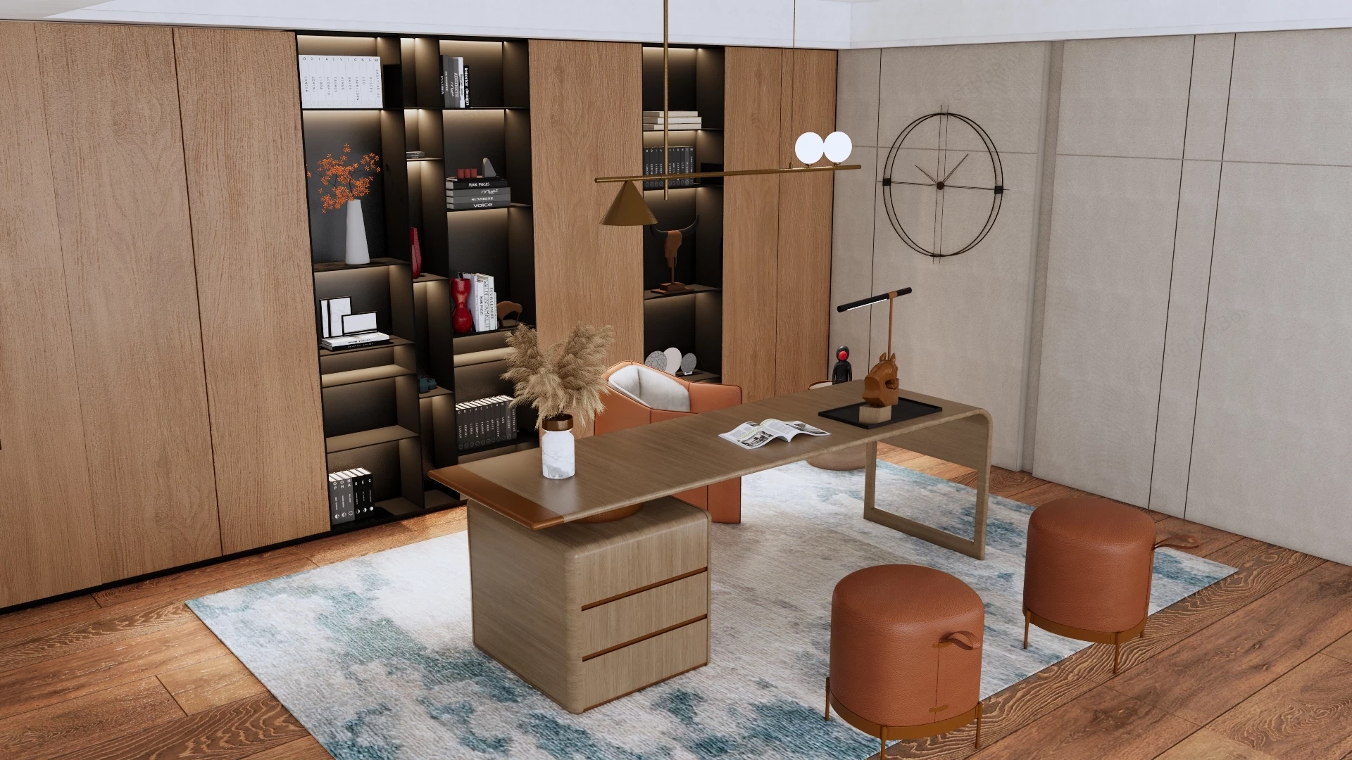 Luxurious Executive Home Office sketchup model preview - SketchupBox