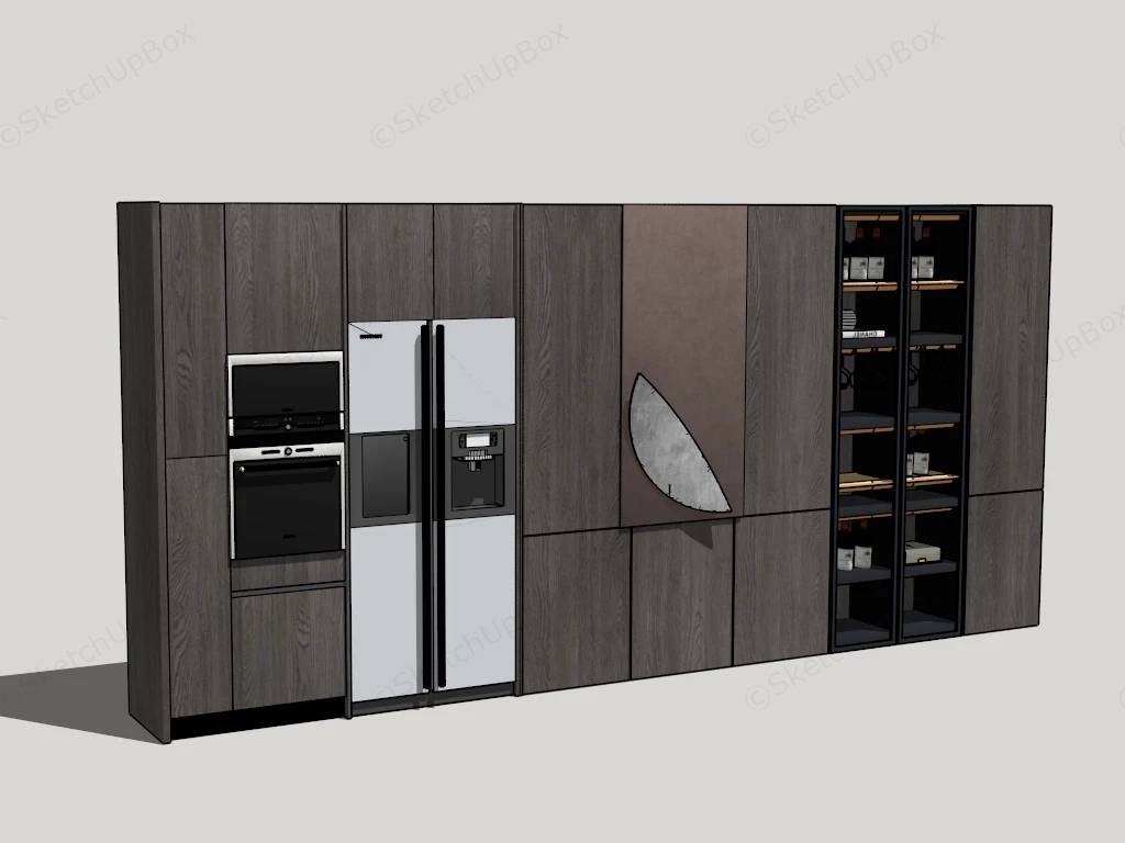 Modern Built In Kitchen Storage And Appliance Wall sketchup model preview - SketchupBox