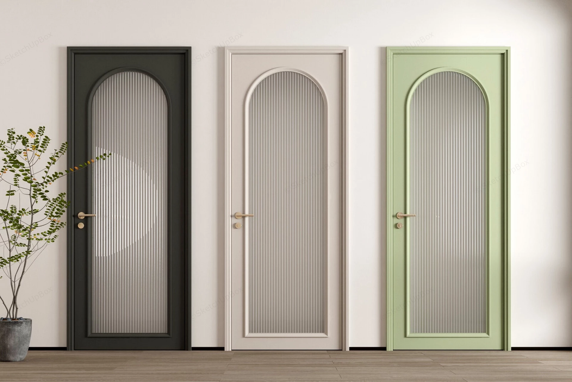 Modern Arched Interior Doors sketchup model preview - SketchupBox