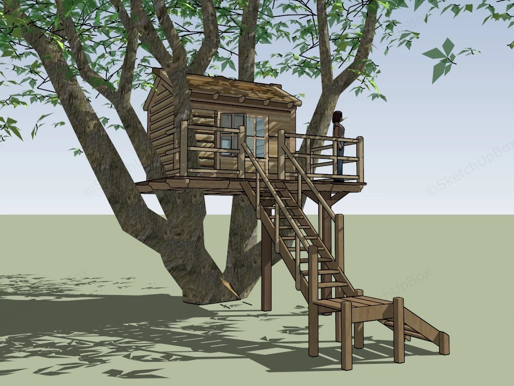 Rustic Wooden Treehouse sketchup model preview - SketchupBox