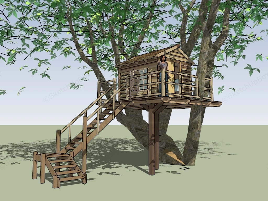 Rustic Wooden Treehouse sketchup model preview - SketchupBox