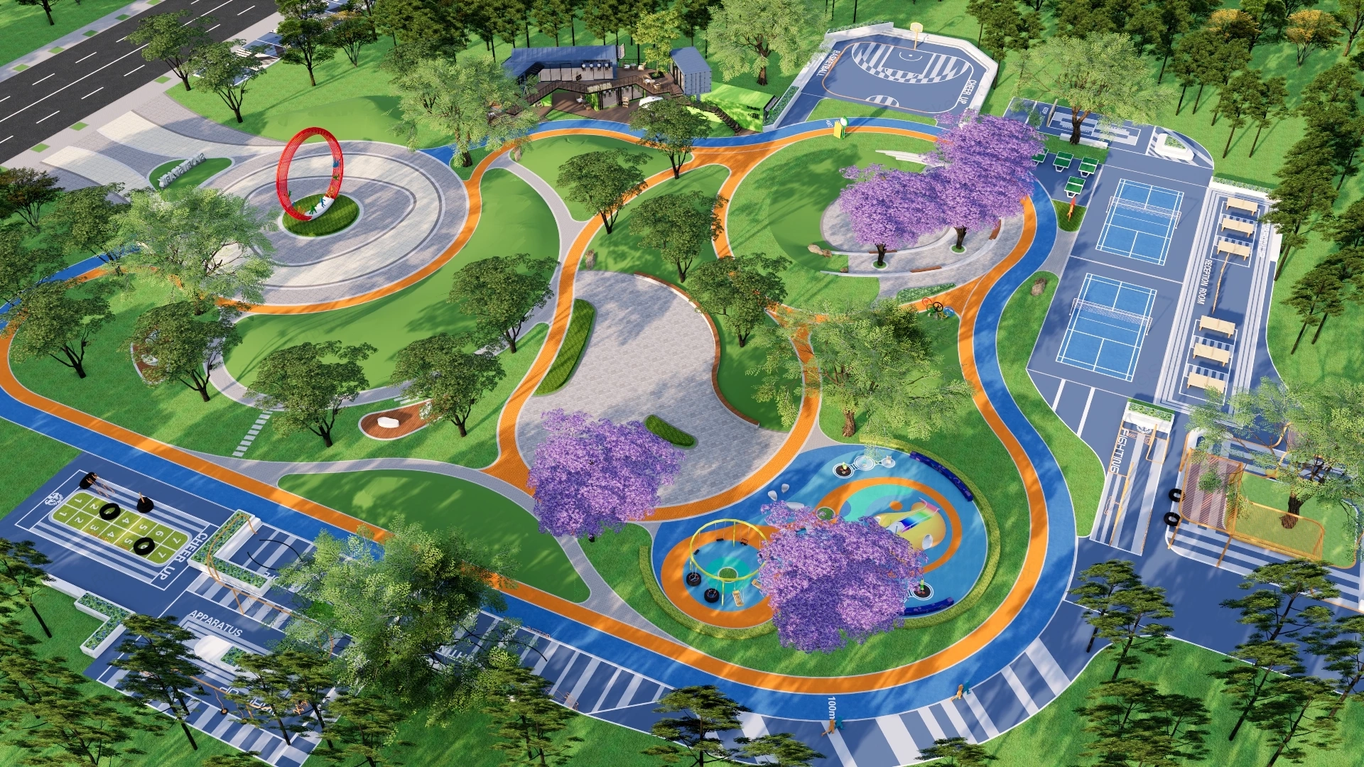 Modern Sports And Recreational Community Park sketchup model preview - SketchupBox
