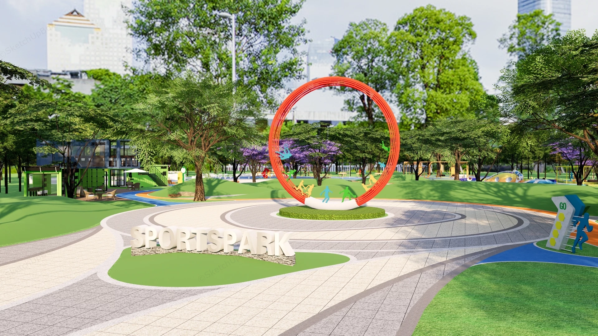 Modern Sports And Recreational Community Park sketchup model preview - SketchupBox