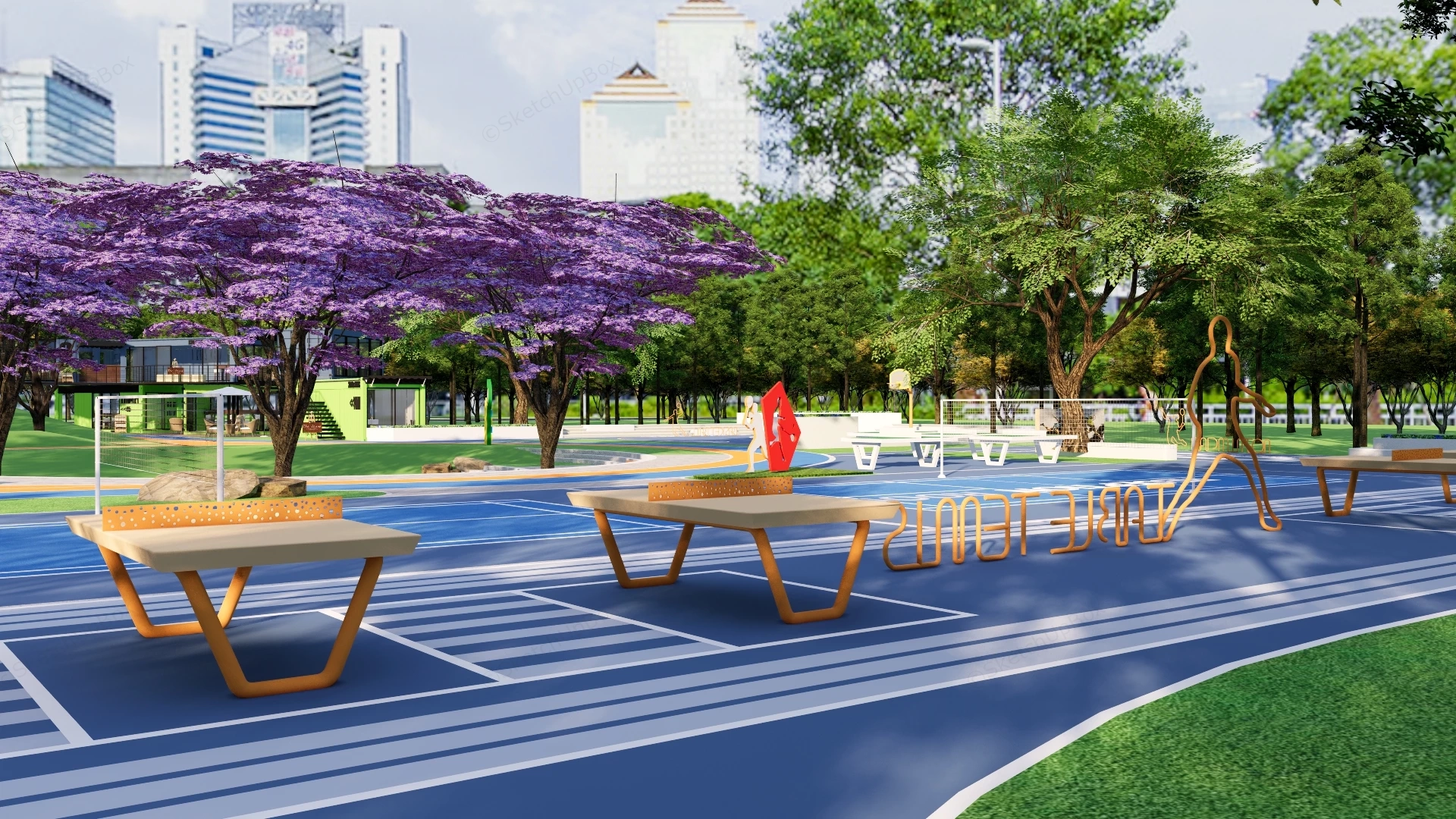 Modern Sports And Recreational Community Park sketchup model preview - SketchupBox
