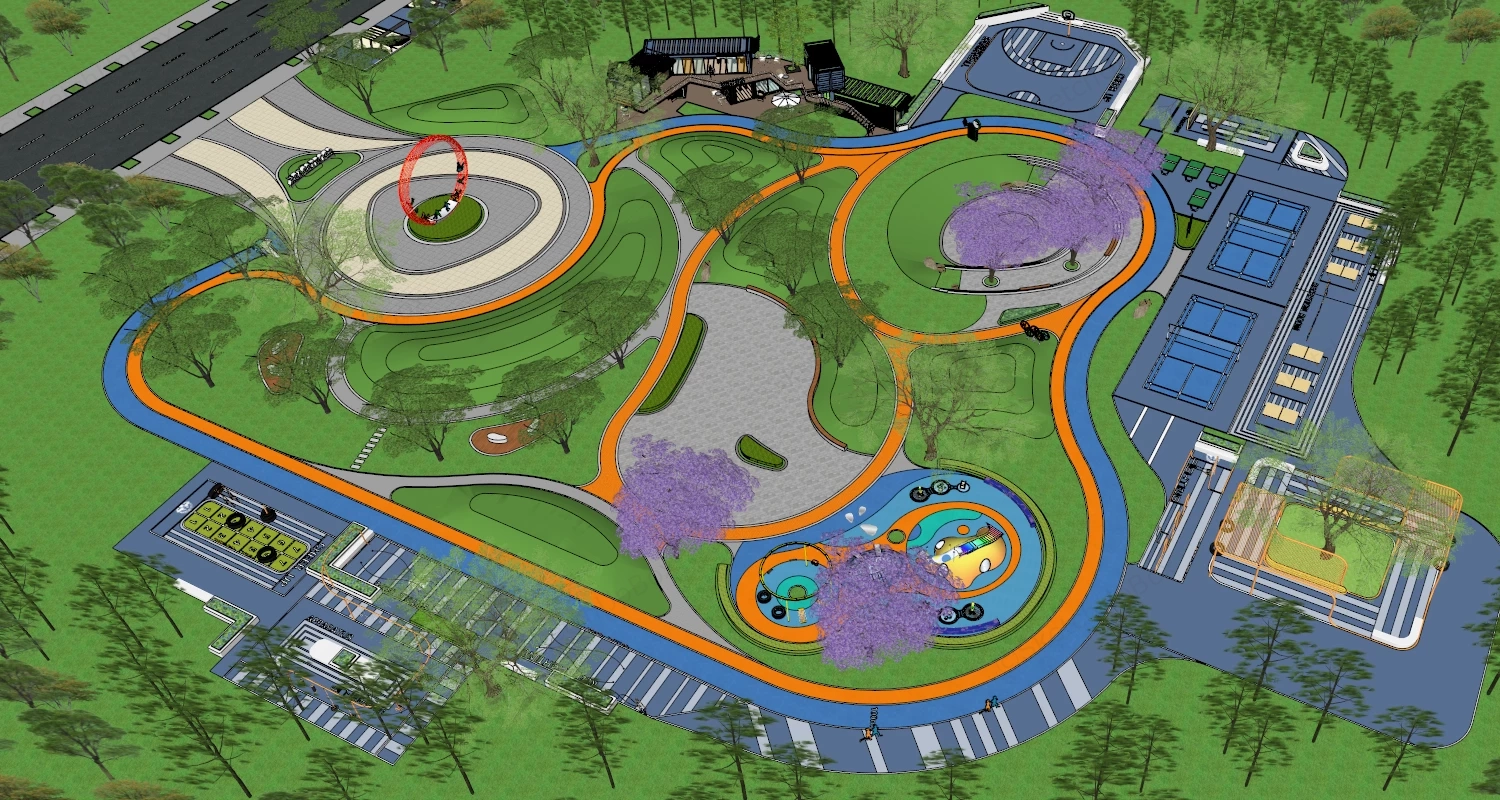 Modern Sports And Recreational Community Park sketchup model preview - SketchupBox