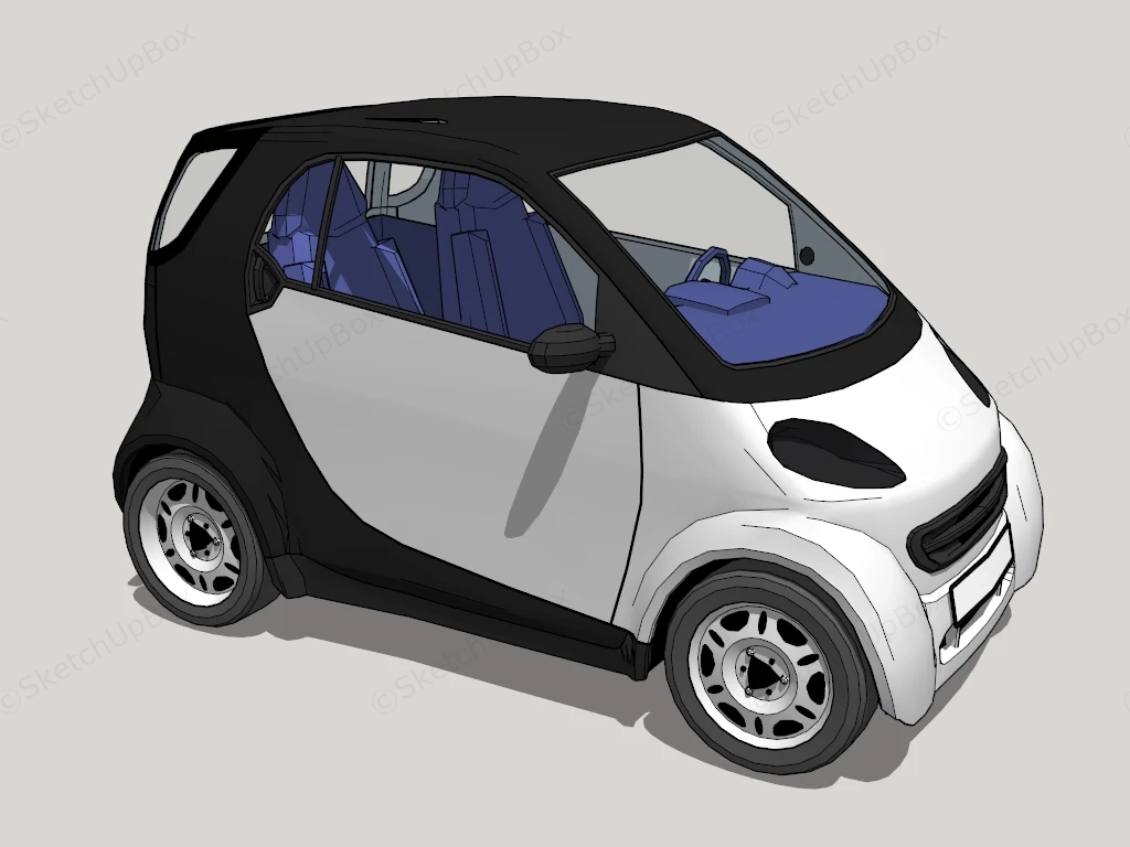 Smart Fortwo Microcar sketchup model preview - SketchupBox
