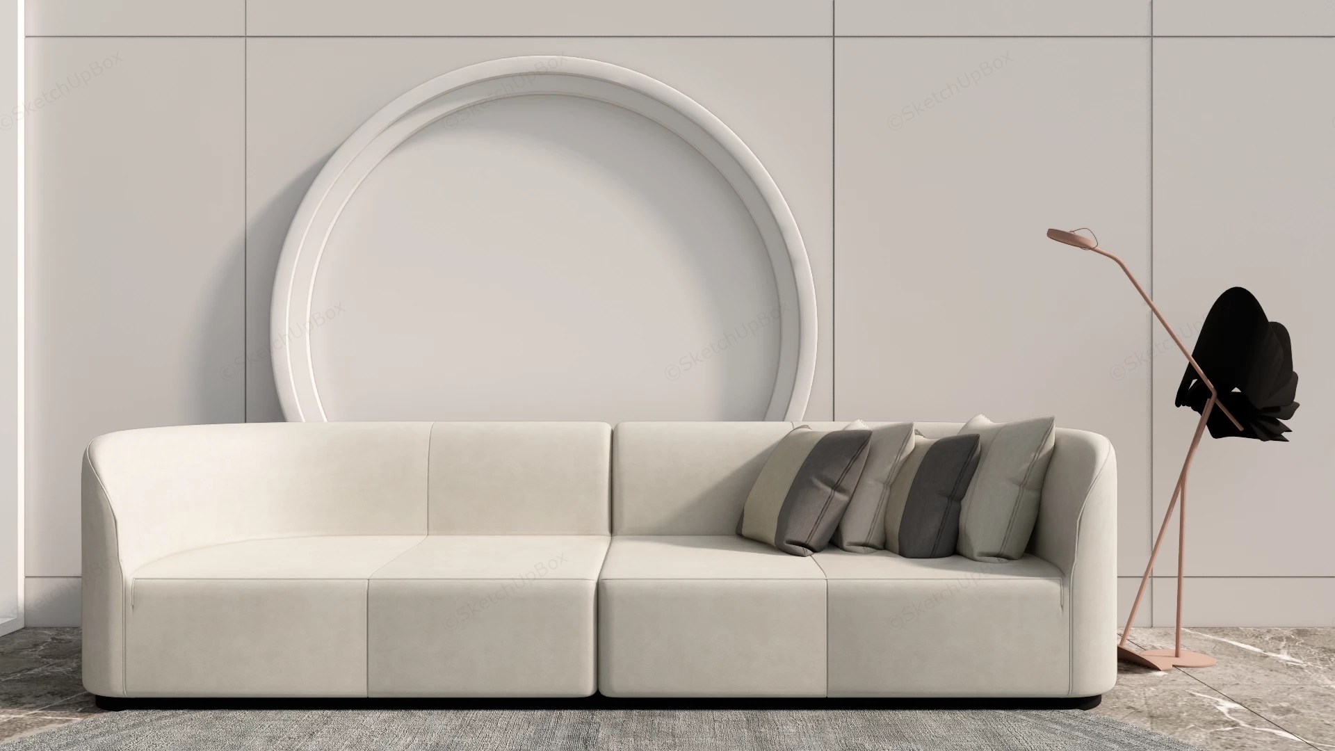 Curved Modular Sofa sketchup model preview - SketchupBox