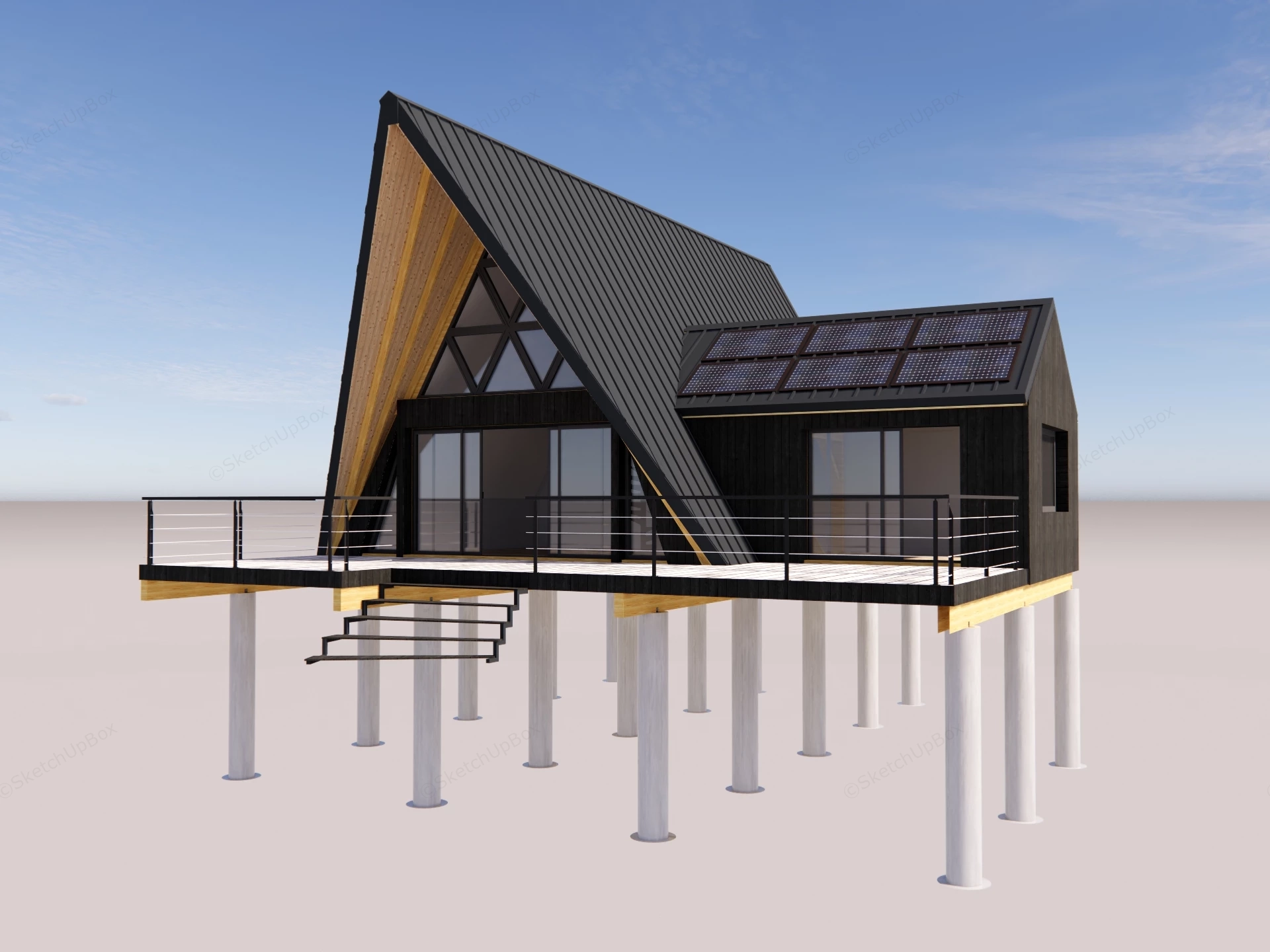 Modern Elevated A Frame Cabin sketchup model preview - SketchupBox