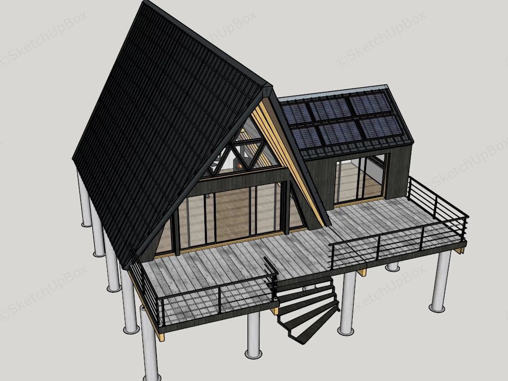 Modern Elevated A Frame Cabin sketchup model preview - SketchupBox