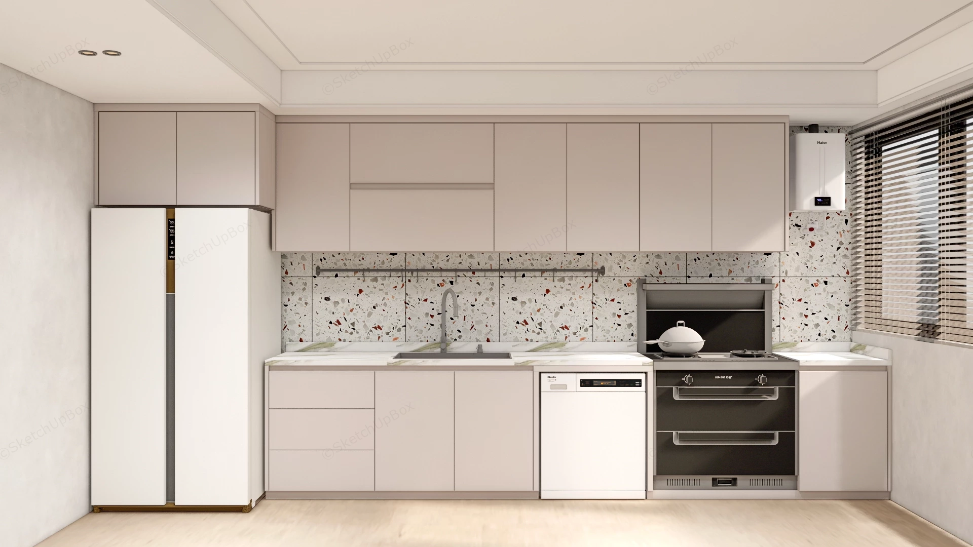 Minimalist Linear Kitchen Design sketchup model preview - SketchupBox