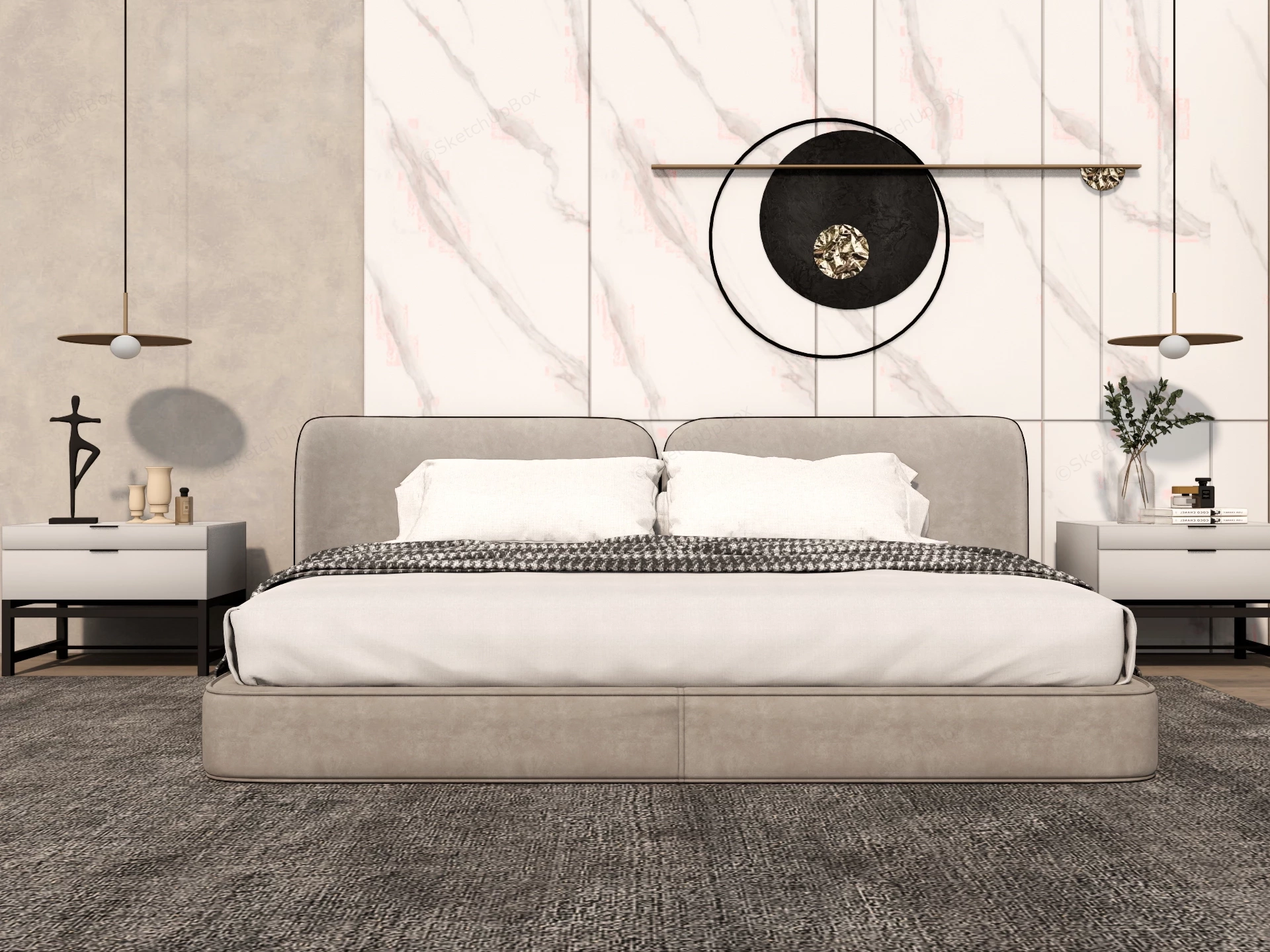 Luxurious Modern Master Bedroom sketchup model preview - SketchupBox