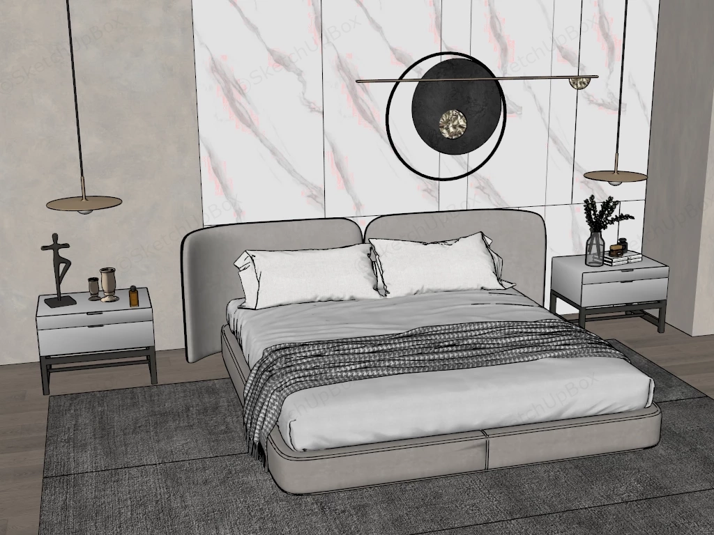 Luxurious Modern Master Bedroom sketchup model preview - SketchupBox