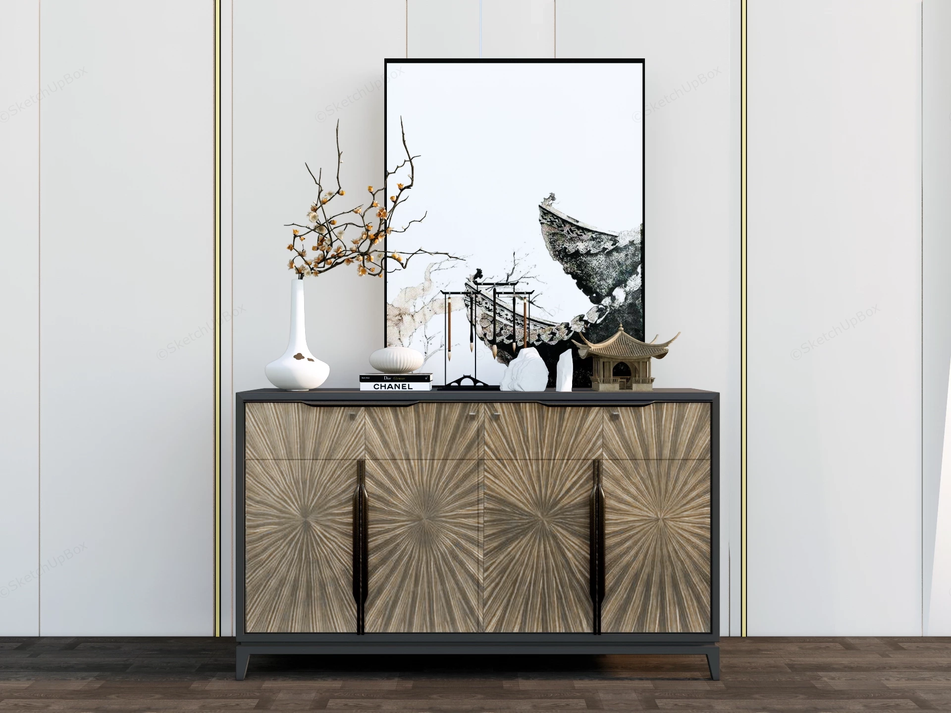 Elegant Contemporary Credenza Setup sketchup model preview - SketchupBox