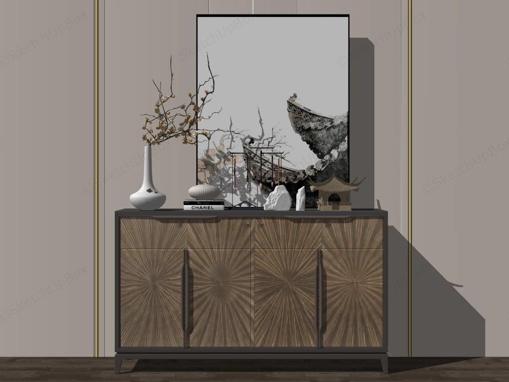 Elegant Contemporary Credenza Setup sketchup model preview - SketchupBox