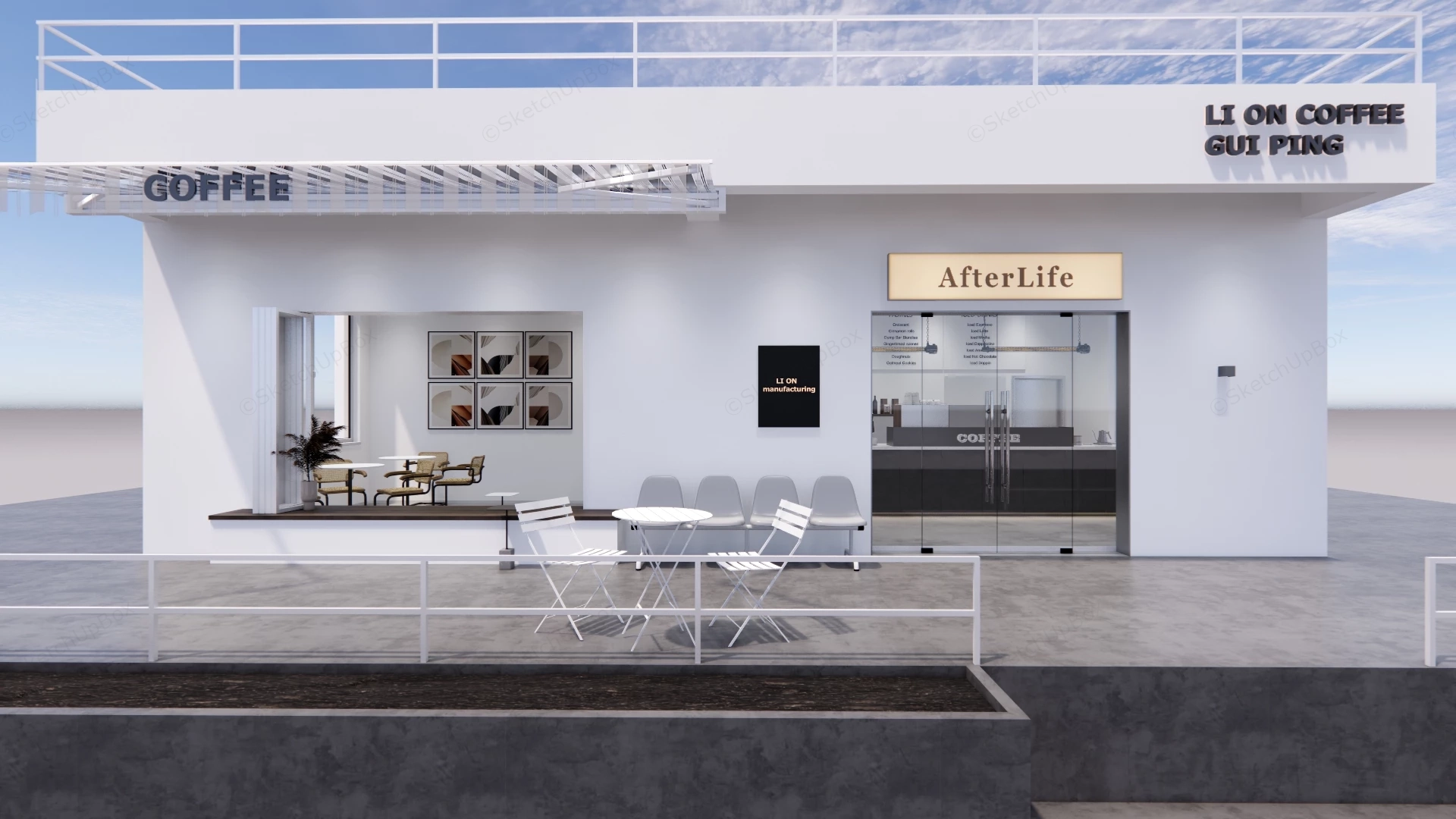 Ultra Minimalist Industrial Cafe Design sketchup model preview - SketchupBox
