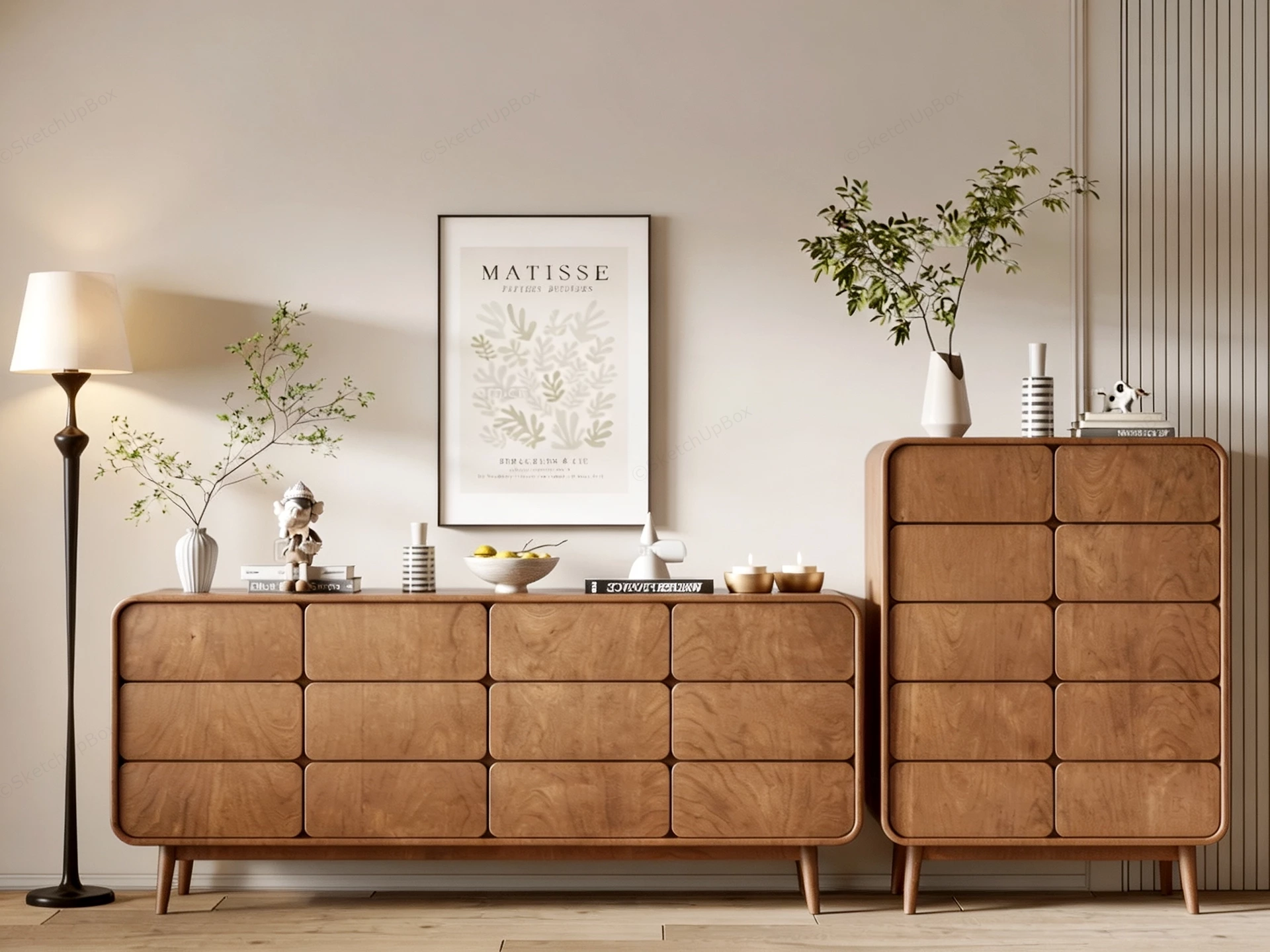 Mid Century Modern Chest Of Drawers sketchup model preview - SketchupBox