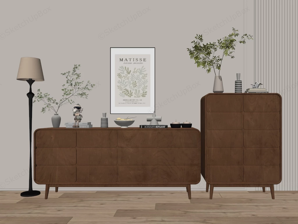 Mid Century Modern Chest Of Drawers sketchup model preview - SketchupBox