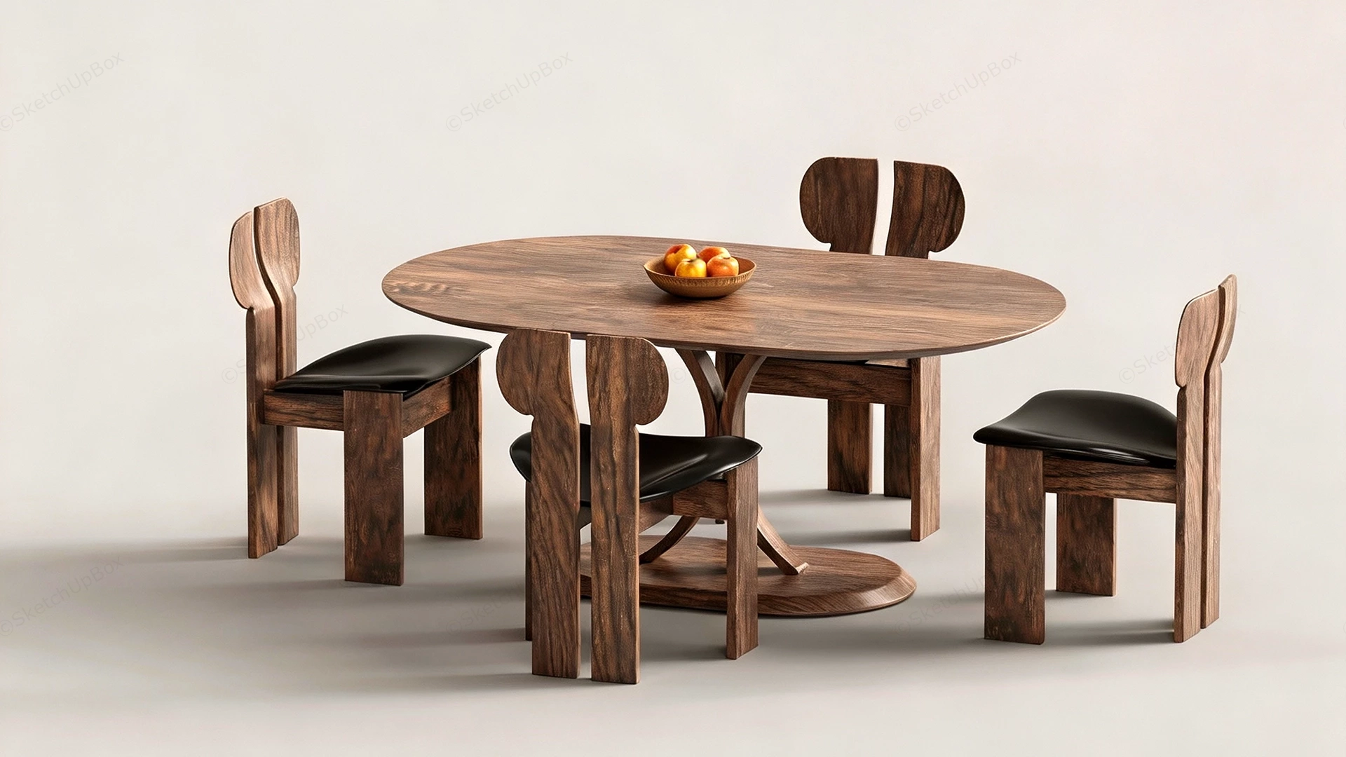 Post Modern Wood Dining Room Set sketchup model preview - SketchupBox