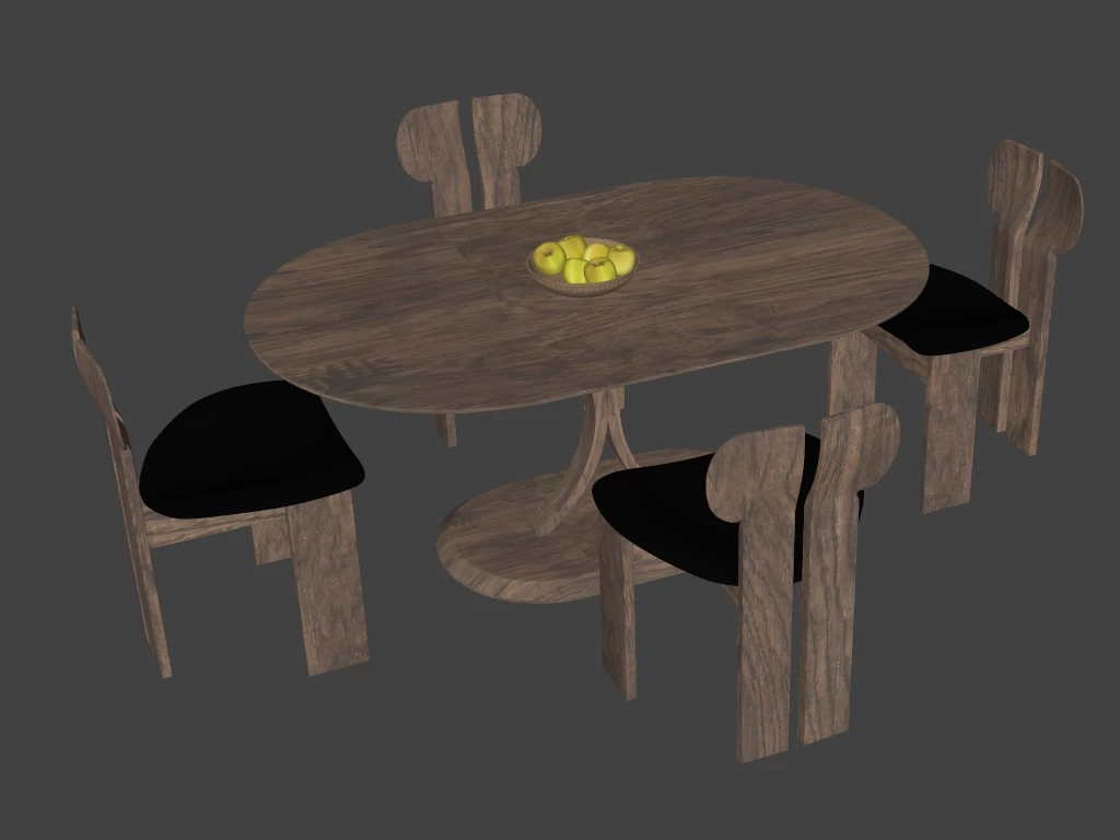 Post Modern Wood Dining Room Set sketchup model preview - SketchupBox