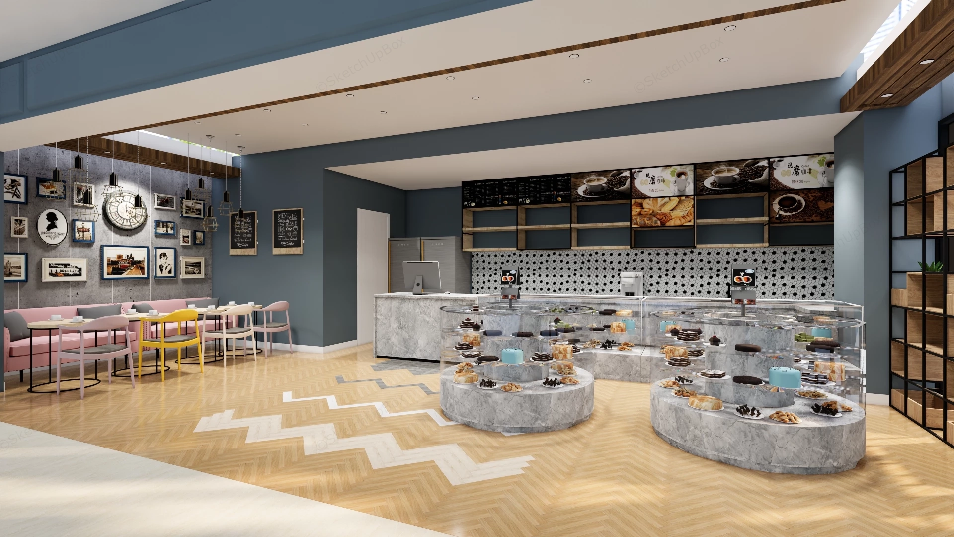 Chic Modern Boutique Bakery And Coffee Shop sketchup model preview - SketchupBox