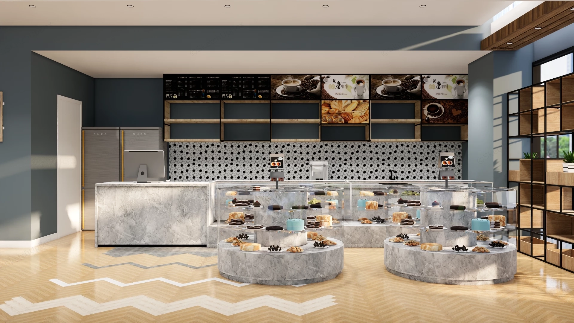 Chic Modern Boutique Bakery And Coffee Shop sketchup model preview - SketchupBox