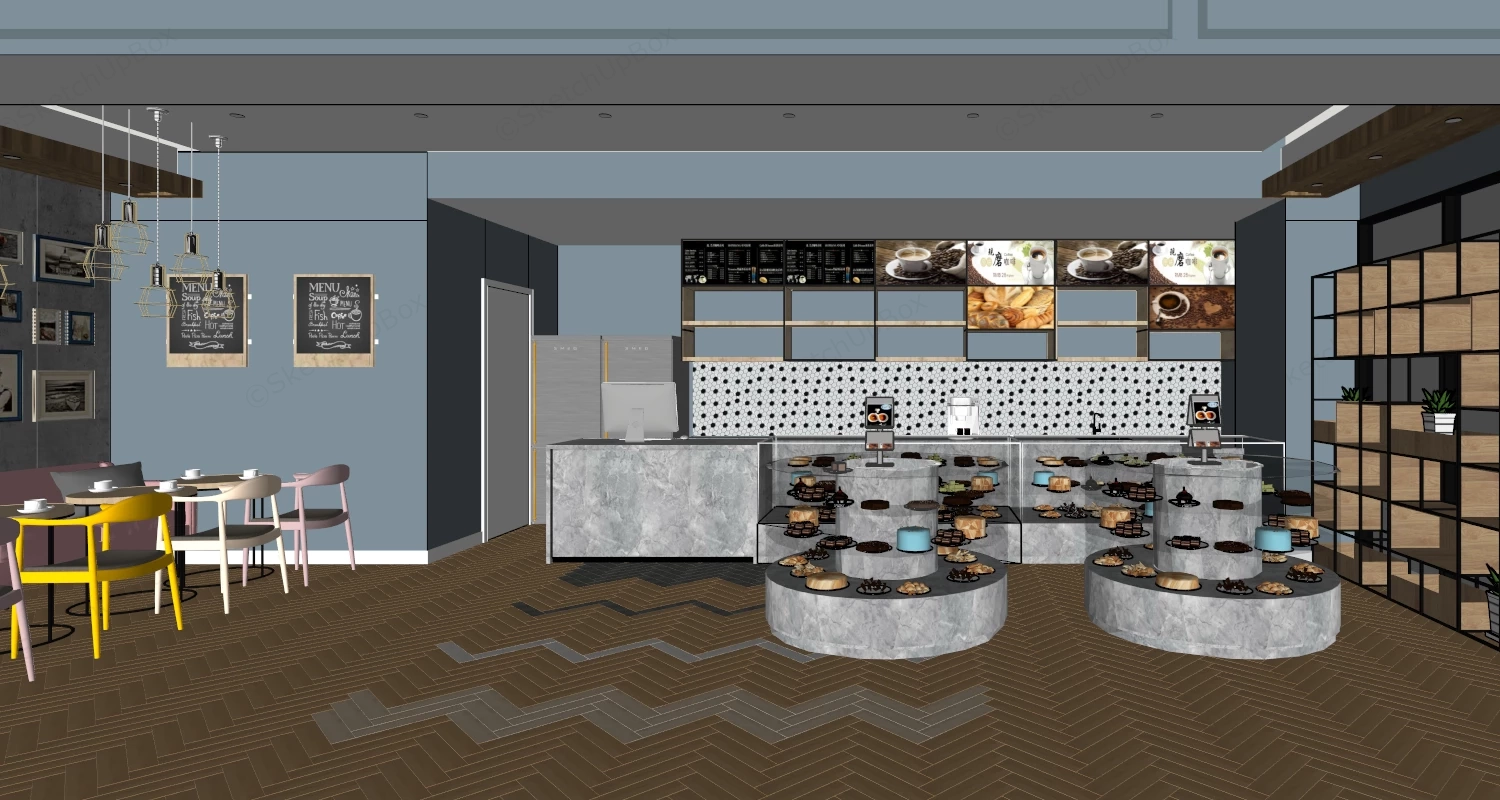 Chic Modern Boutique Bakery And Coffee Shop sketchup model preview - SketchupBox