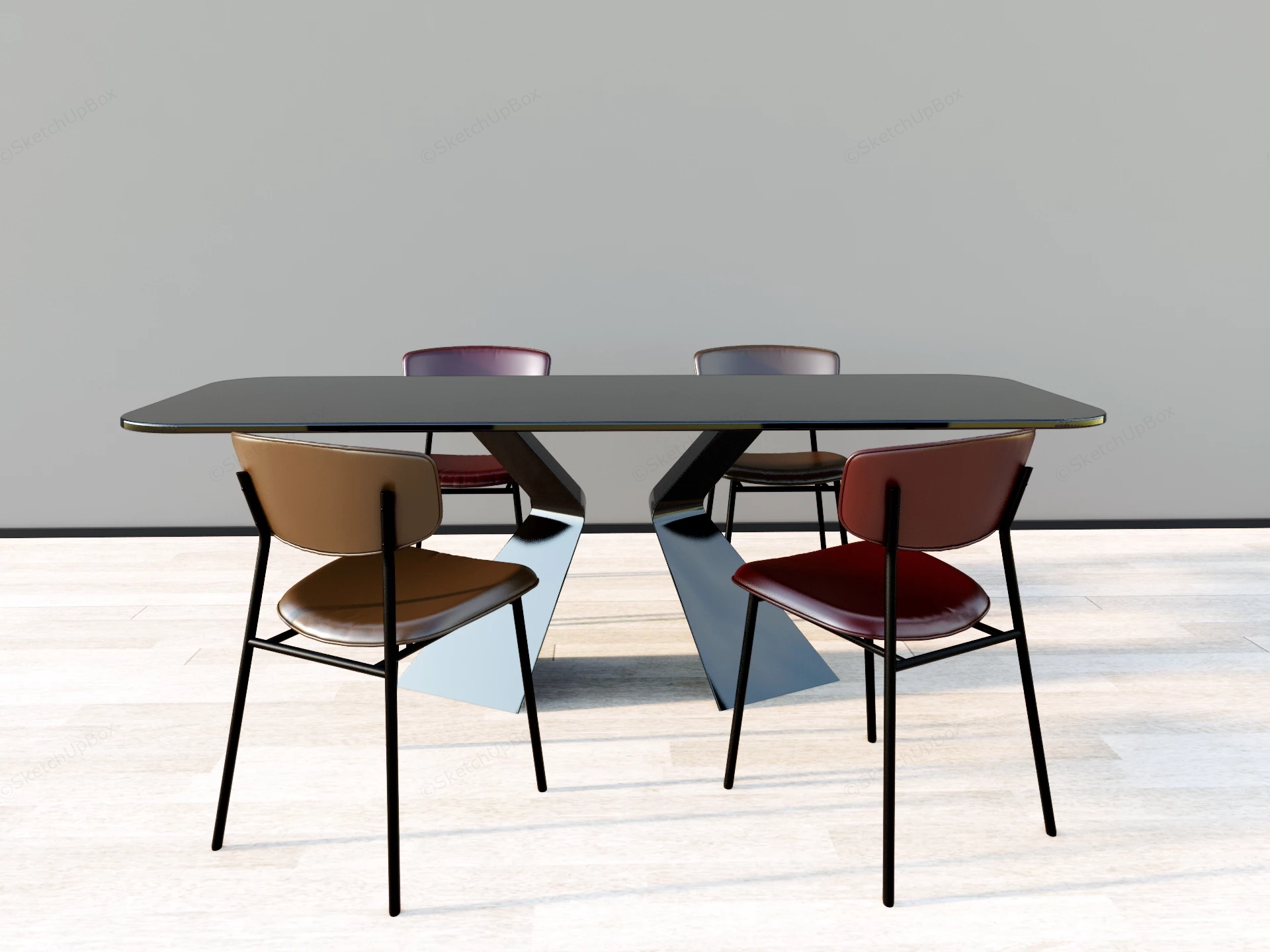 5 Piece Modern Minimalist Dining Set sketchup model preview - SketchupBox