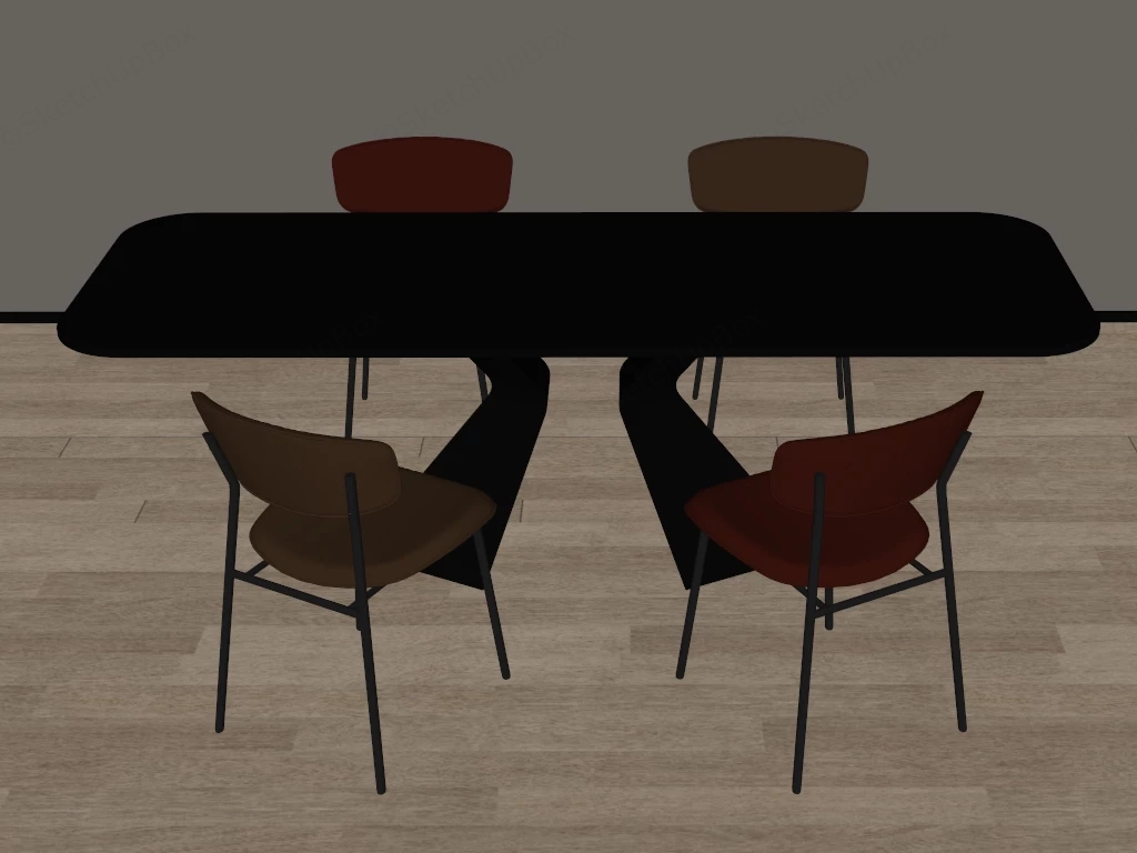 5 Piece Modern Minimalist Dining Set sketchup model preview - SketchupBox