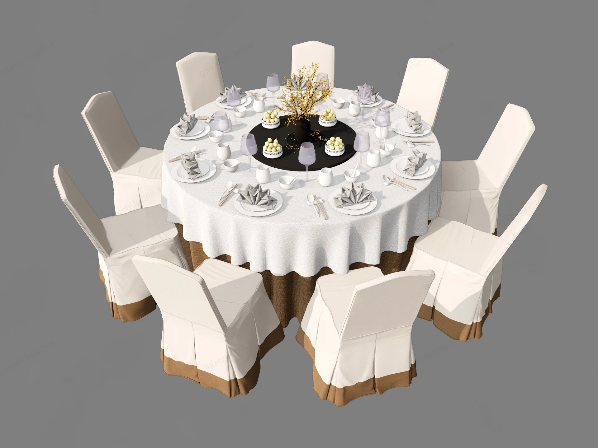 Formal Banquet Reception Dining Setup sketchup model preview - SketchupBox