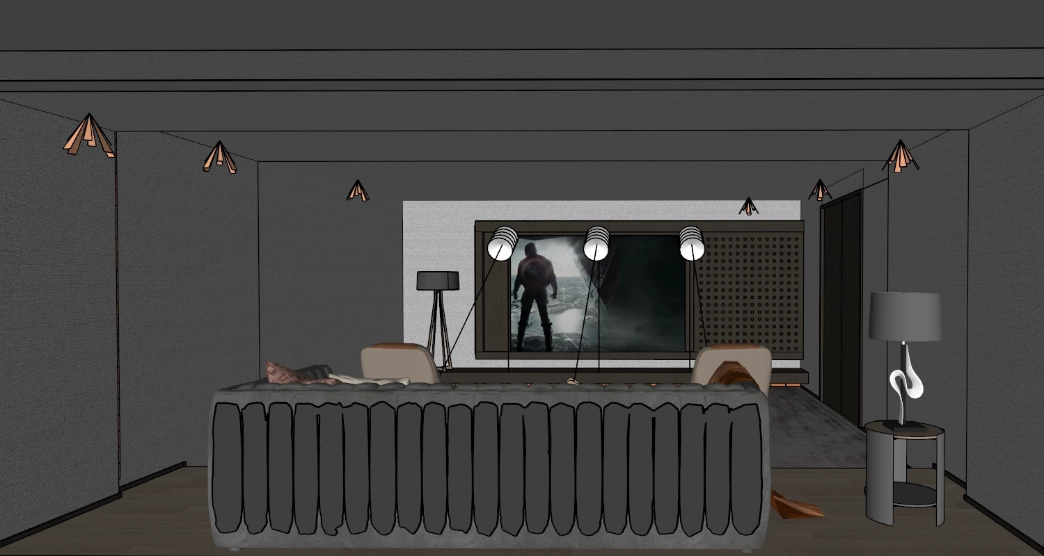 Ultra Luxurious Modern Private Home Theater sketchup model preview - SketchupBox
