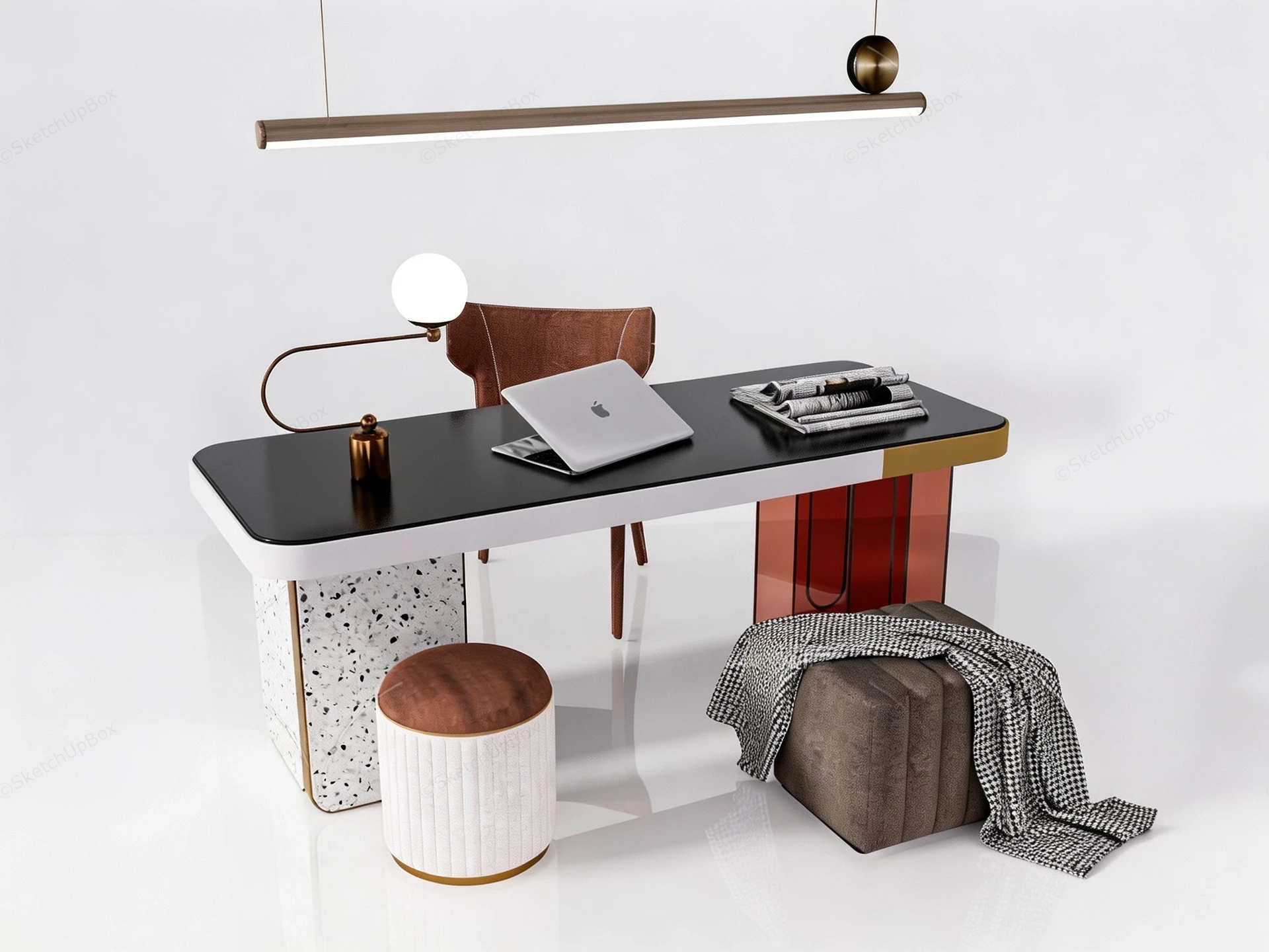 Executive Writing Desk sketchup model preview - SketchupBox