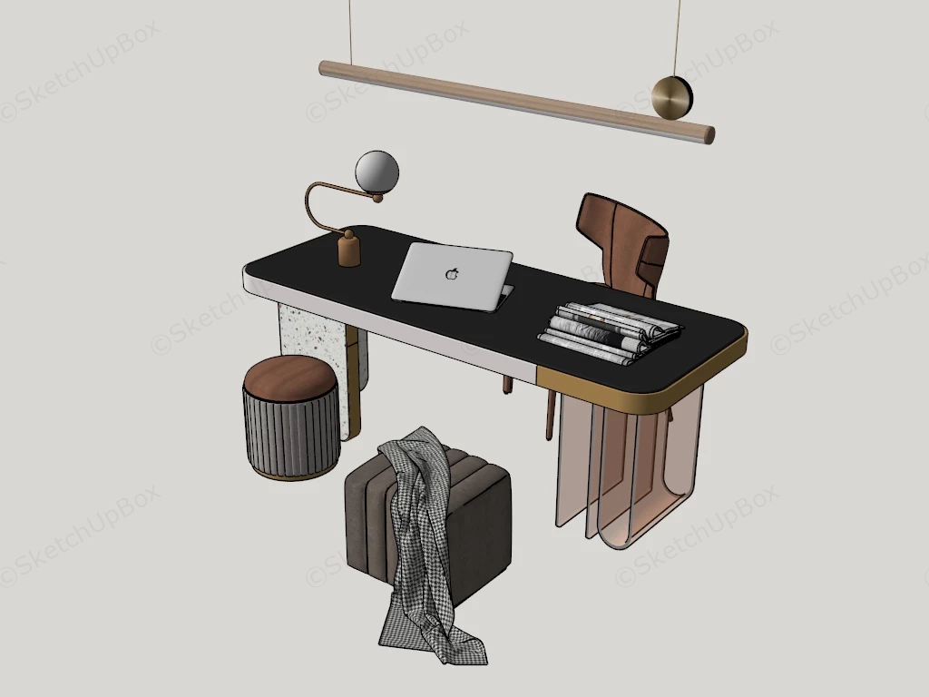 Executive Writing Desk sketchup model preview - SketchupBox