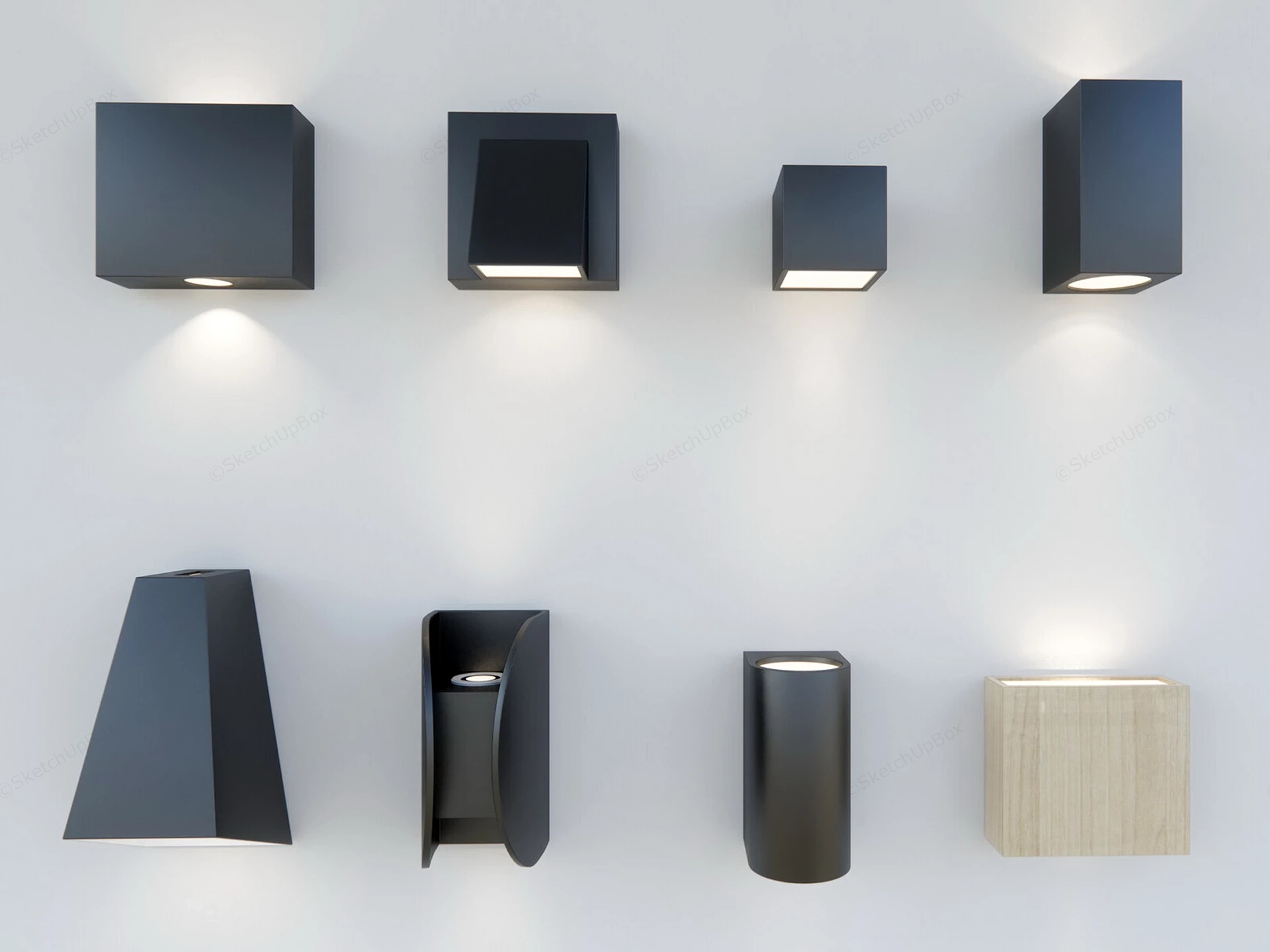 Modern Geometric Wall Sconces sketchup model preview - SketchupBox