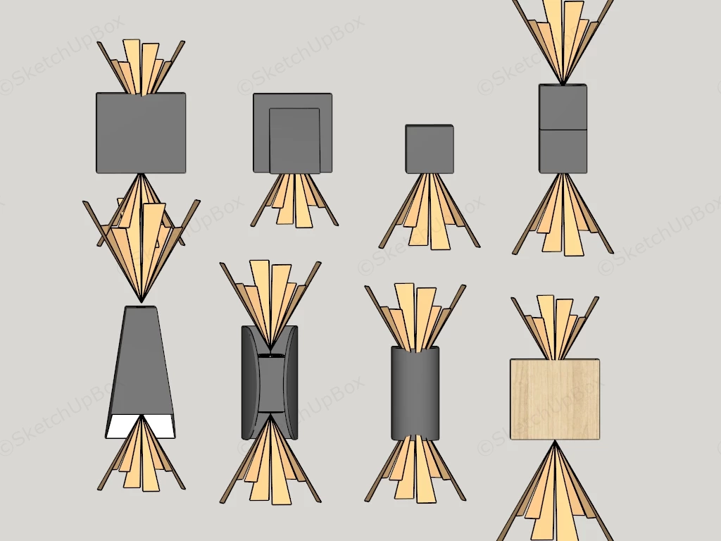 Modern Geometric Wall Sconces sketchup model preview - SketchupBox