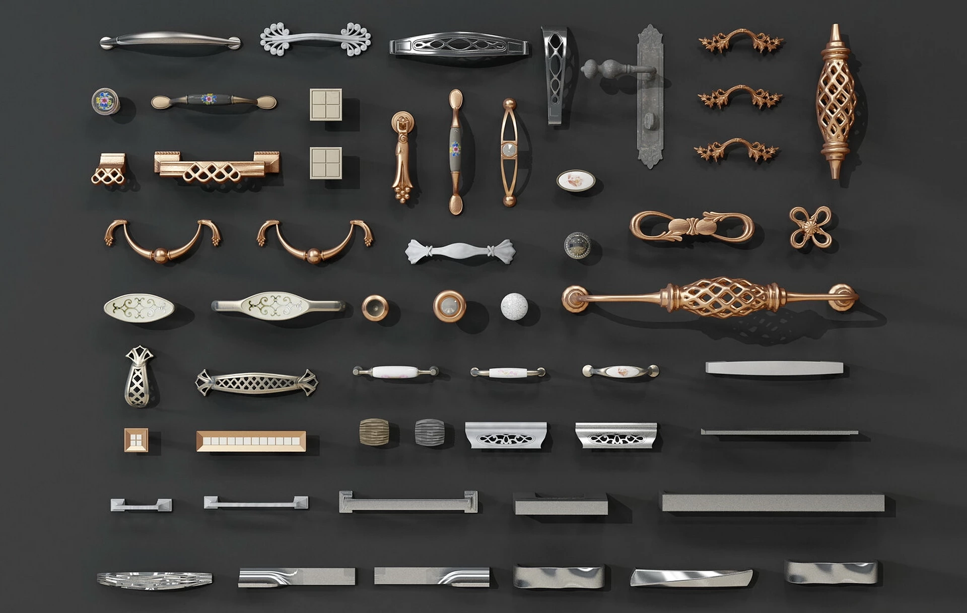 Cabinet Hardware Pull Handles And Knobs sketchup model preview - SketchupBox