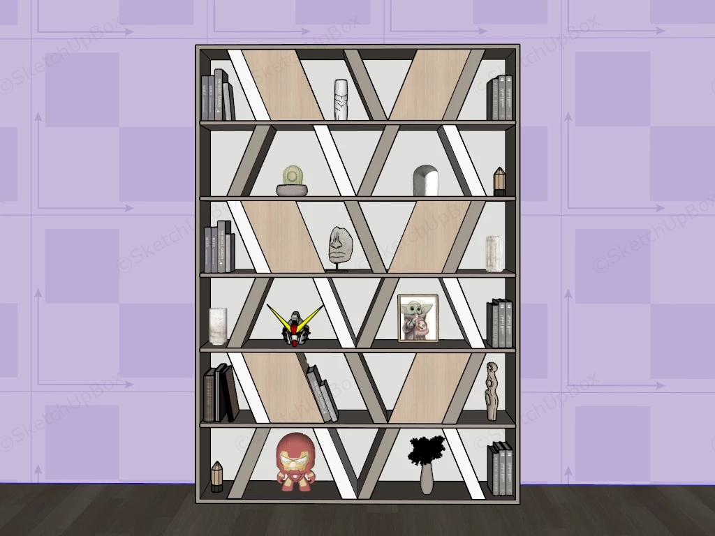 Modular Geometric Bookcase sketchup model preview - SketchupBox