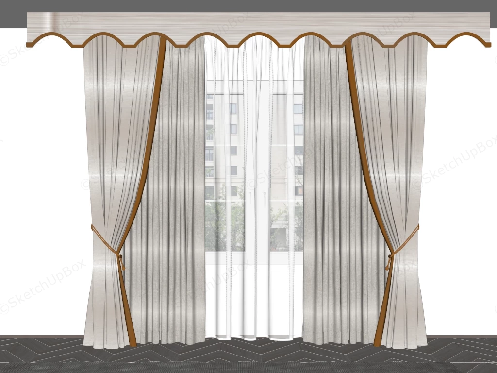 Elegant Floor Length Curtains sketchup model preview - SketchupBox