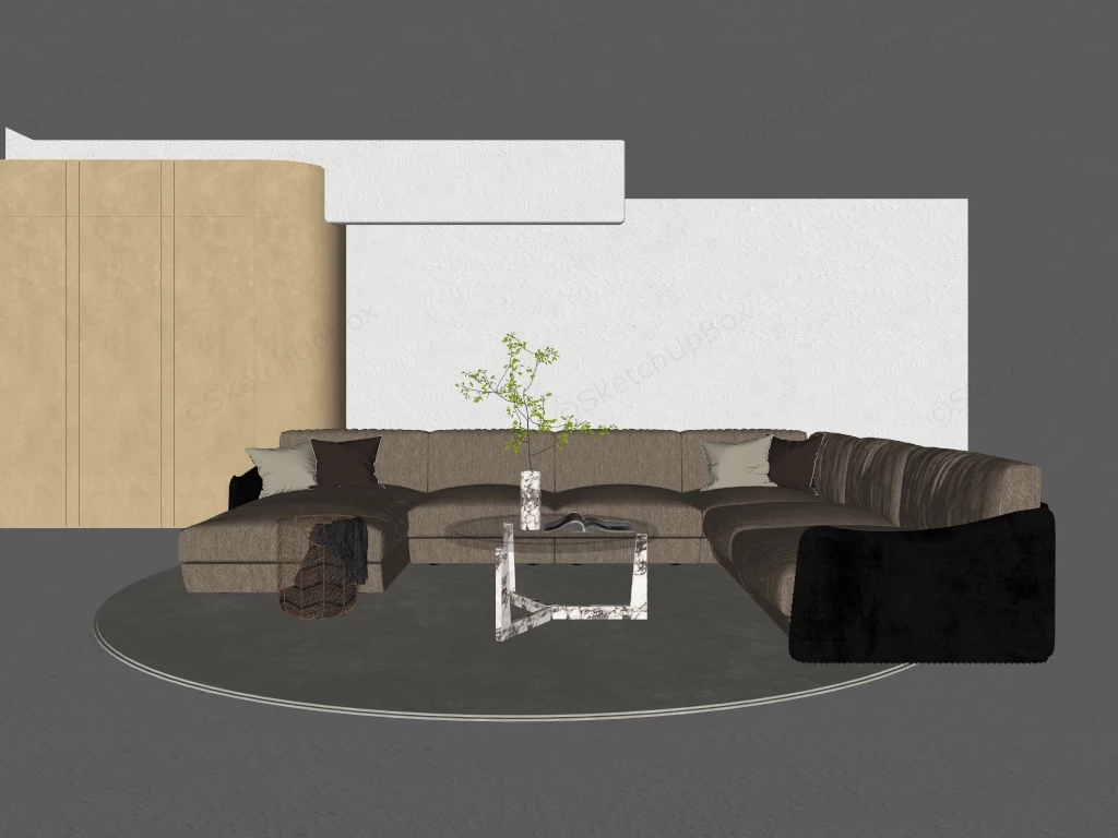 Sophisticated Contemporary Living Room Lounge Area sketchup model preview - SketchupBox