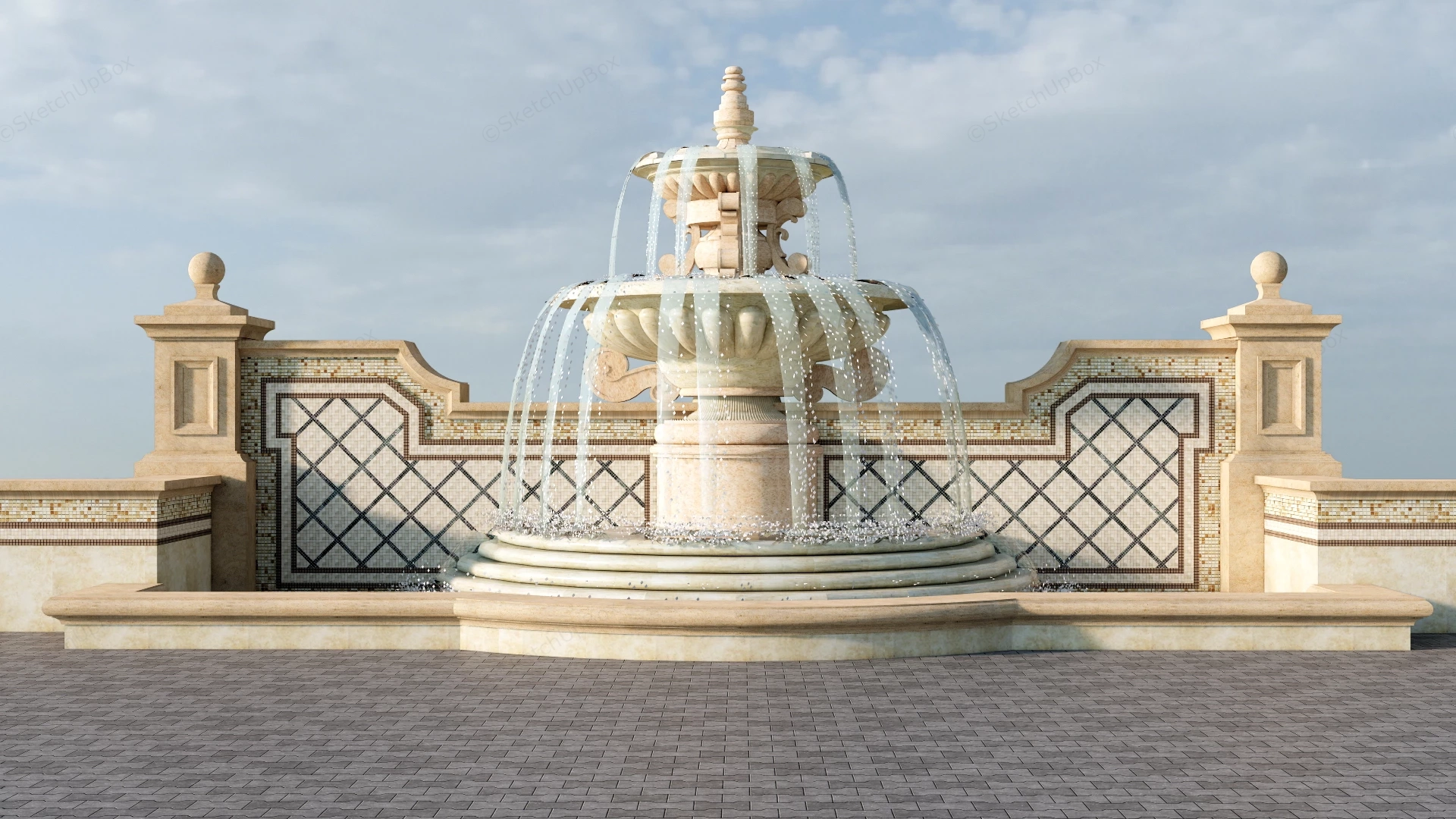 Classical Multi Tiered Fountain Design sketchup model preview - SketchupBox