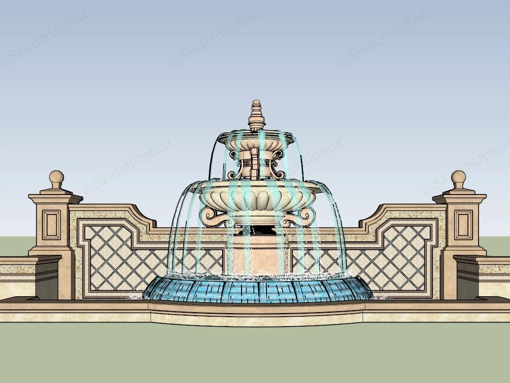 Classical Multi Tiered Fountain Design sketchup model preview - SketchupBox