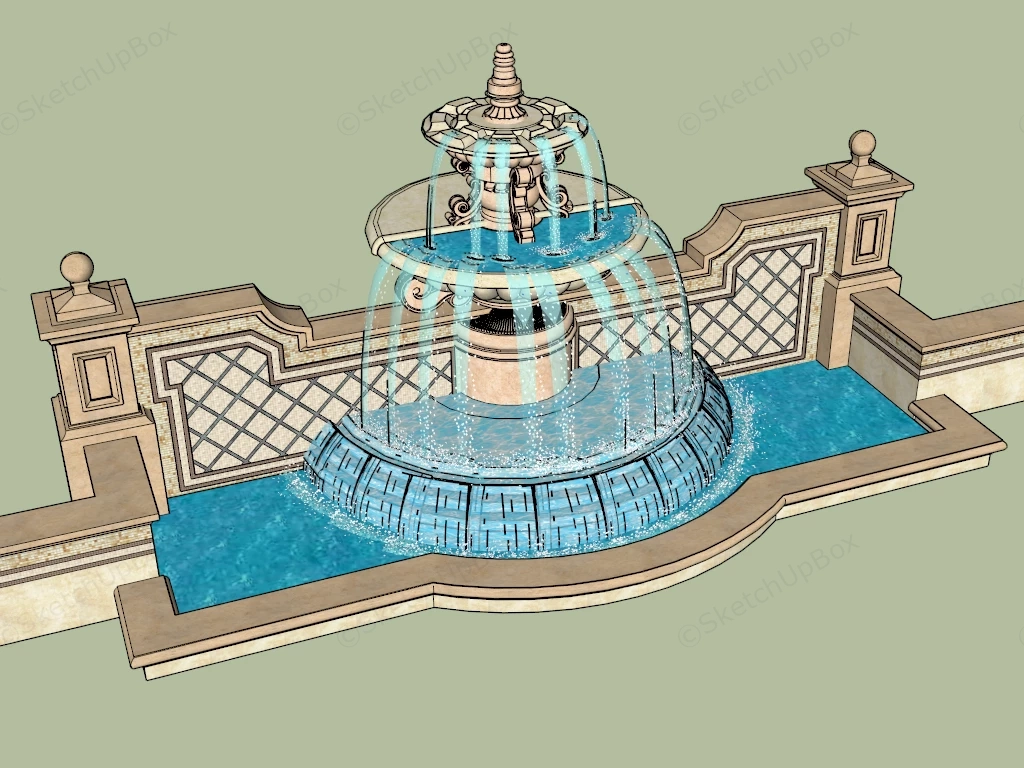 Classical Multi Tiered Fountain Design sketchup model preview - SketchupBox