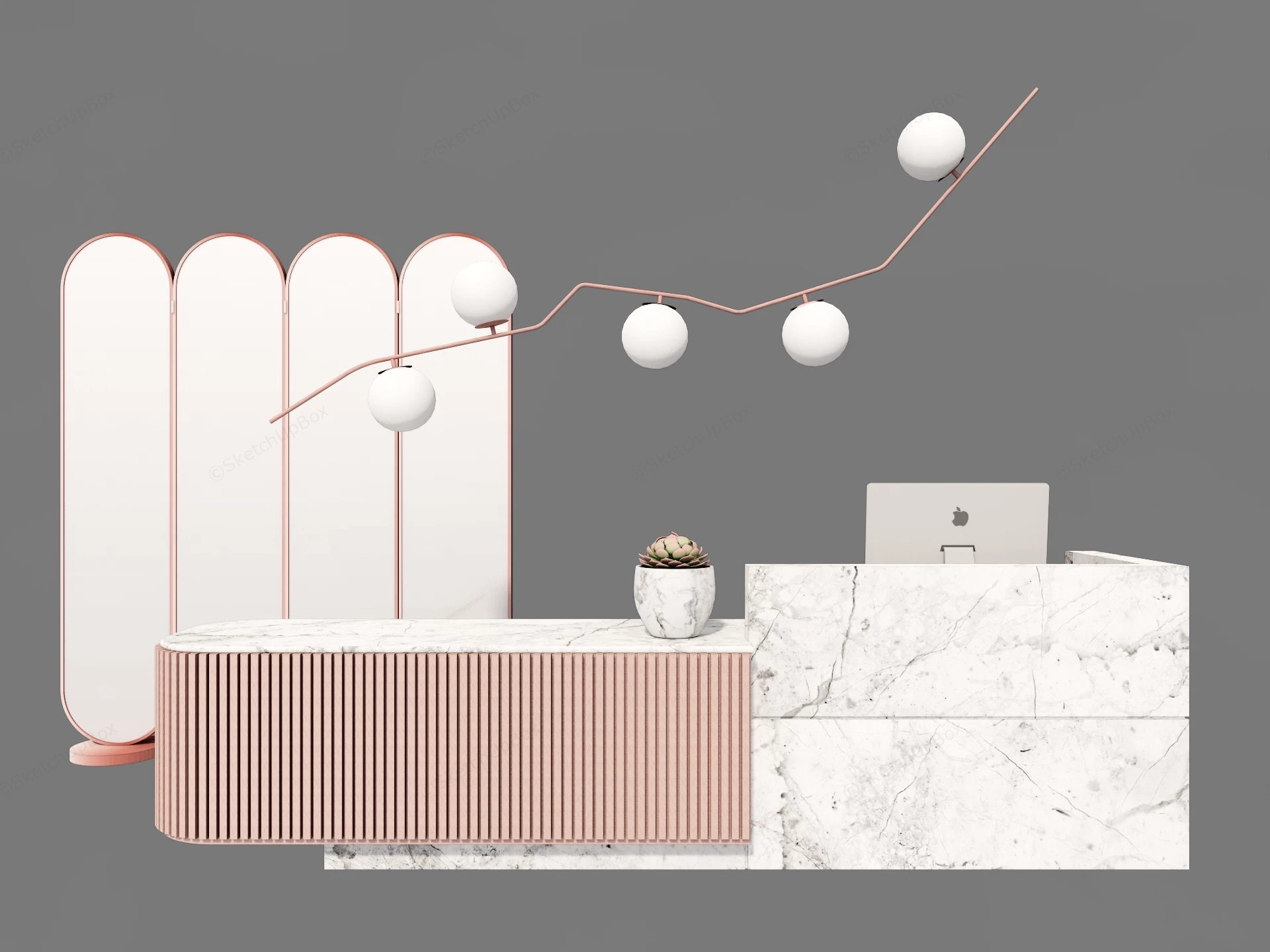 Modern Chic Commercial Reception Area sketchup model preview - SketchupBox