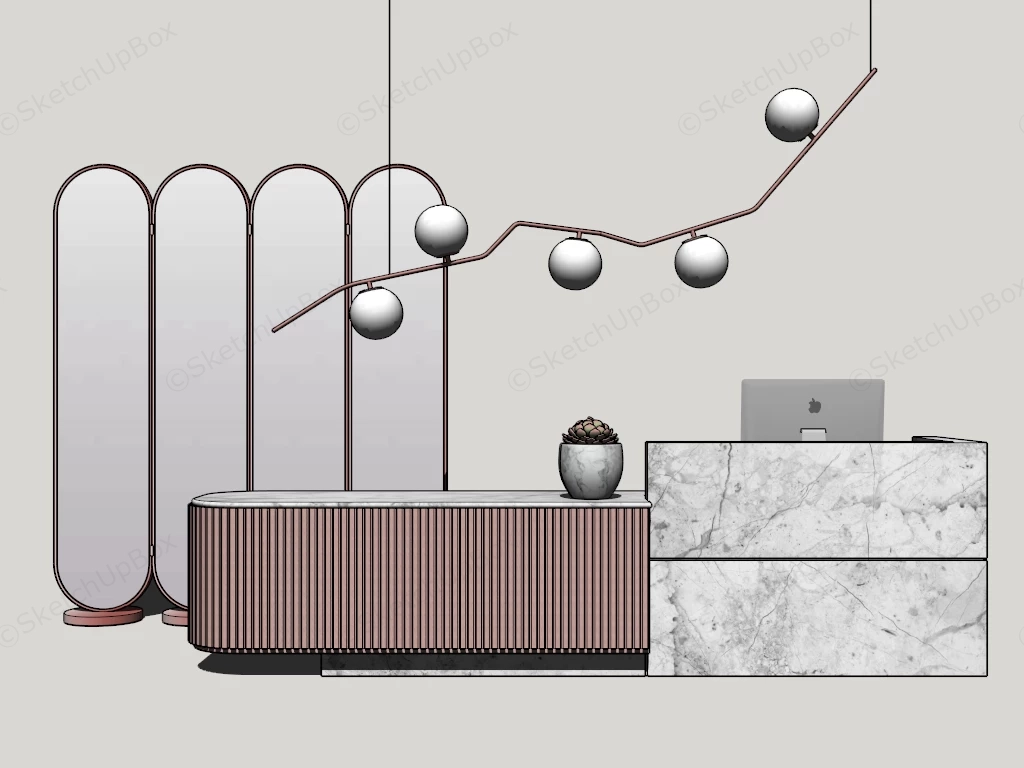 Modern Chic Commercial Reception Area sketchup model preview - SketchupBox