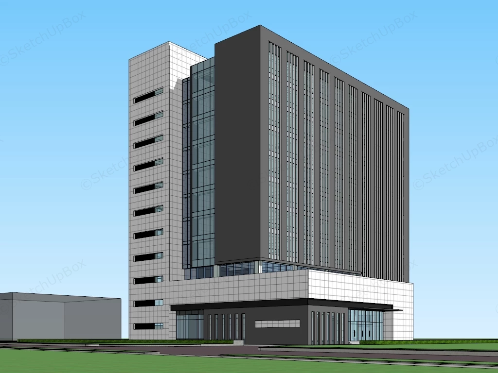 Modern Mid Rise Commercial Office Building sketchup model preview - SketchupBox
