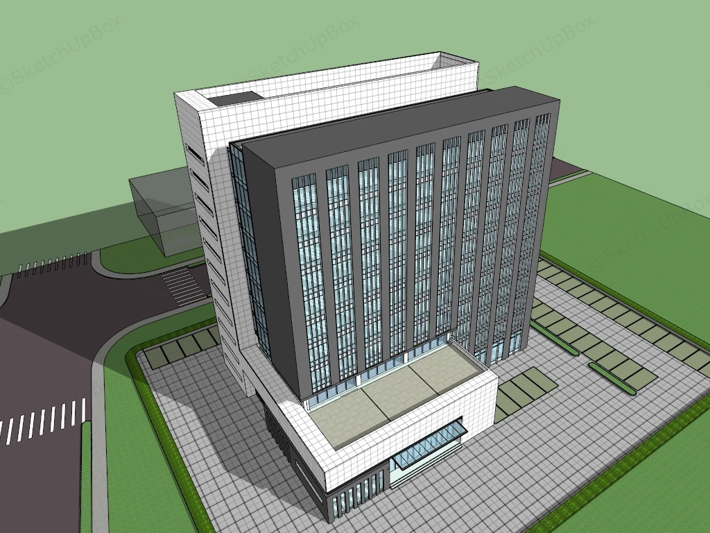 Modern Mid Rise Commercial Office Building sketchup model preview - SketchupBox