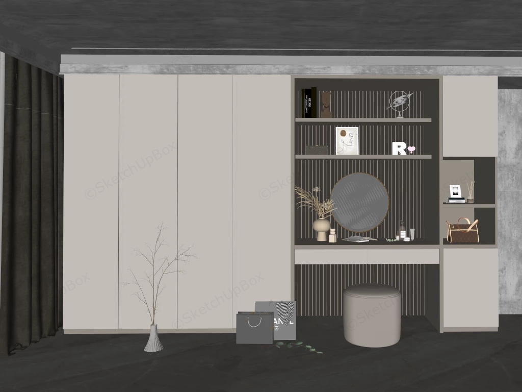 Modern Built In Wardrobe And Vanity Station sketchup model preview - SketchupBox